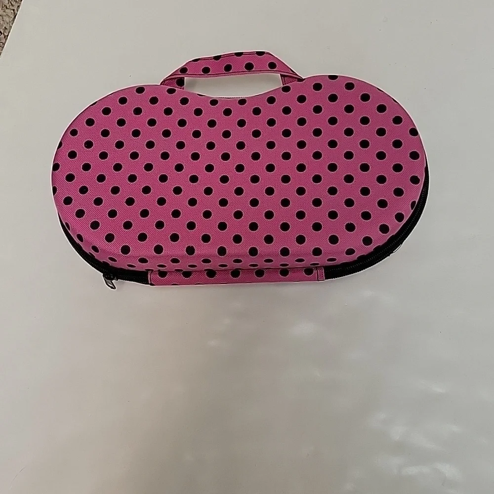 NWOT pink and black bra/swimsuit case